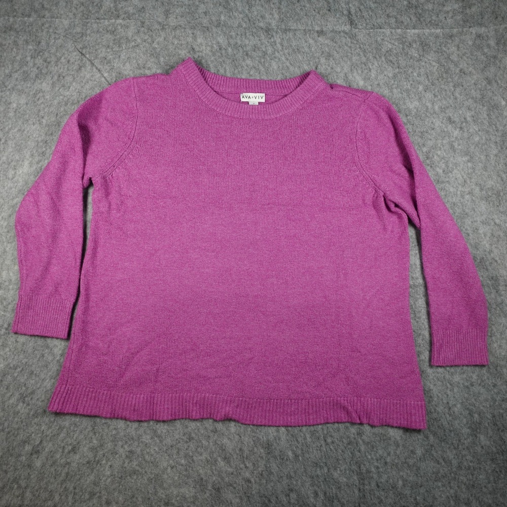 Ava and Viv Sweater Women 4X Purple Crewneck Long Sleeve Knit‎ Soft Barbiecore